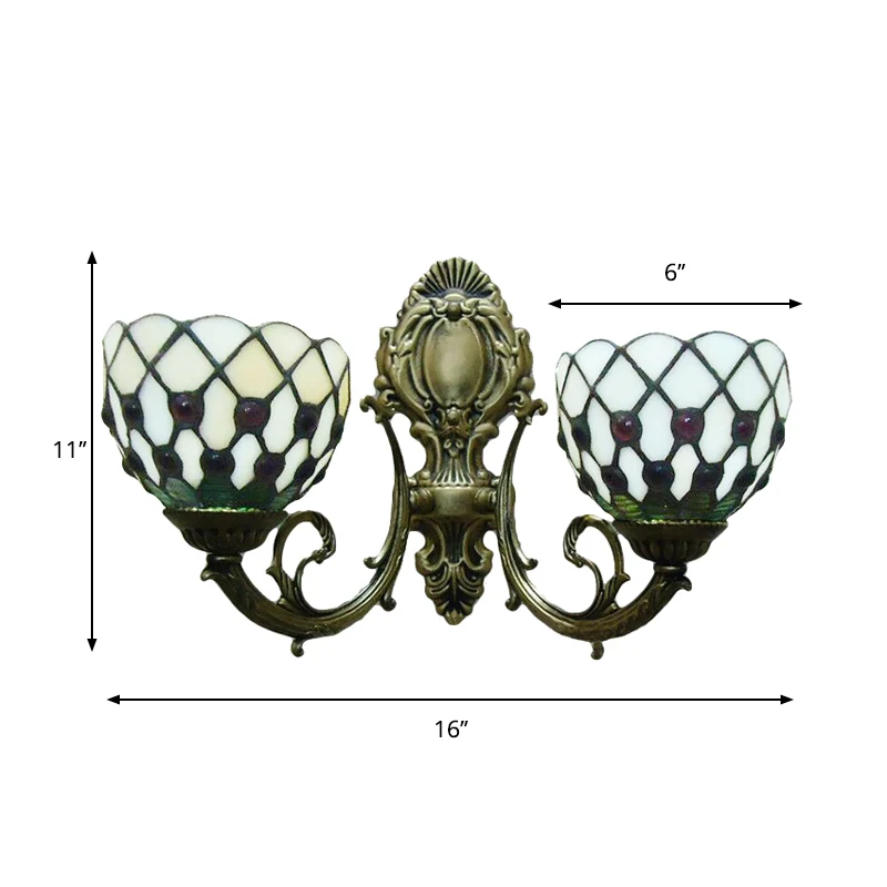 Tiffany traditionele wandlamp met 2 lampen blauw/beige voor badkamer
