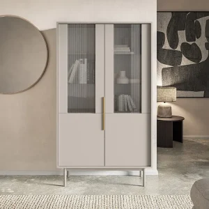 Vitrine met 2 deuren - Kleur: lichtbruin - DABRIANA