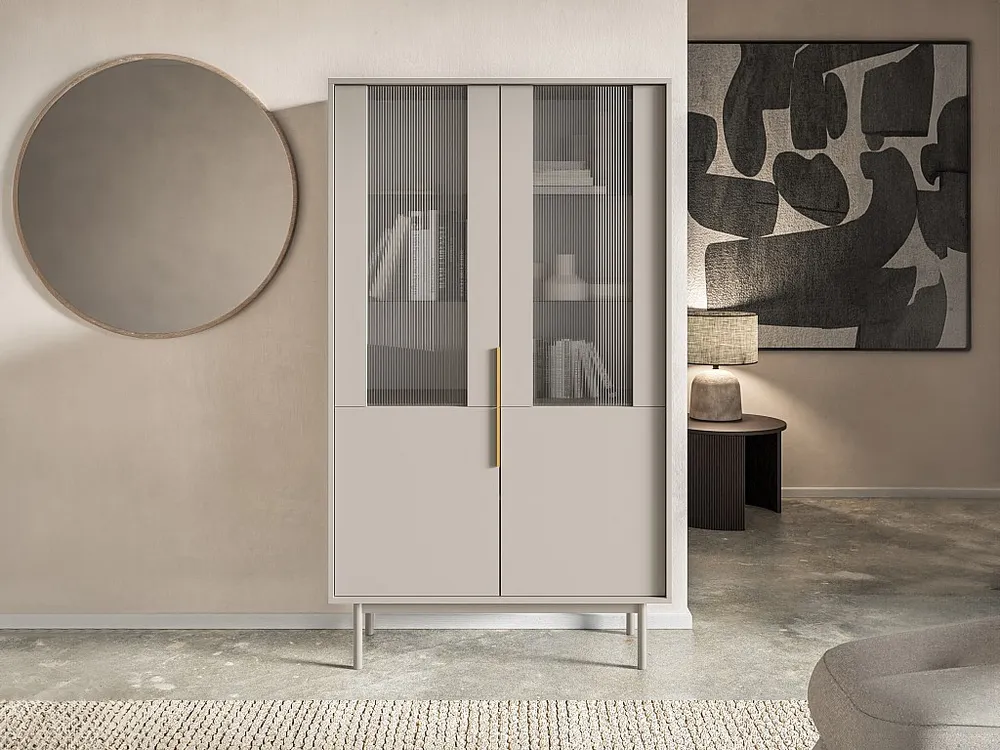 Vitrine met 2 deuren - Kleur: lichtbruin - DABRIANA
