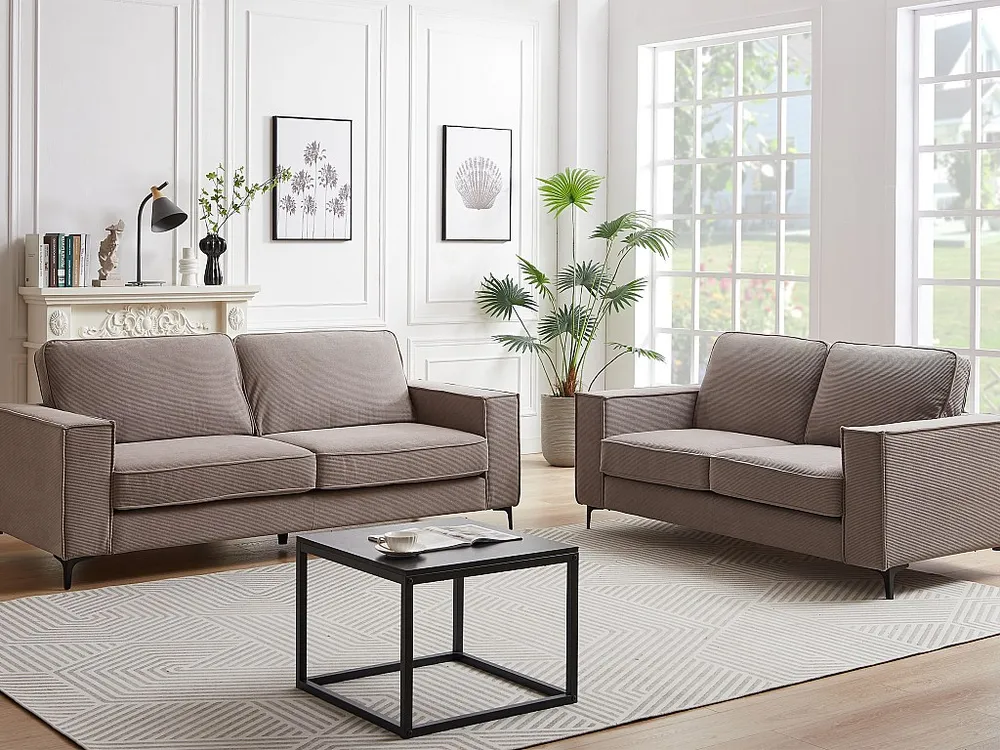 Zitbanken – 3 plaatsen en 2 arrangeren – Grijs ribfluweel – Design – OLMEDA