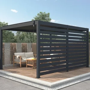 Zonnewerende scheidingswand aluminium voor bioklimatische pergola, L3,68 x H2,2 m, BOLSENA