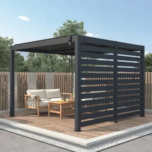 Zonnewerende scheidingswand aluminium voor bioklimatische pergola, L2,78 x H2,2 m, BOLSENA