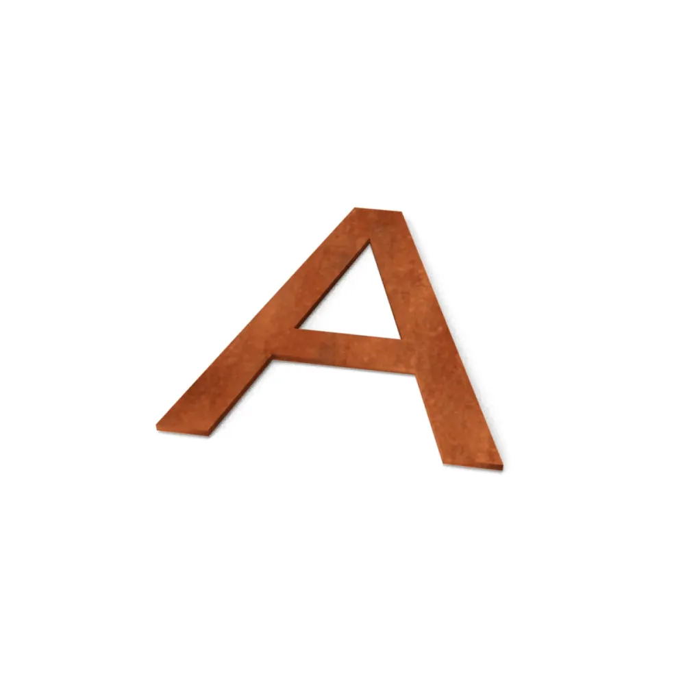 Zichtbaar Huisnummer Cortenstaal (lettertype: Arial)
