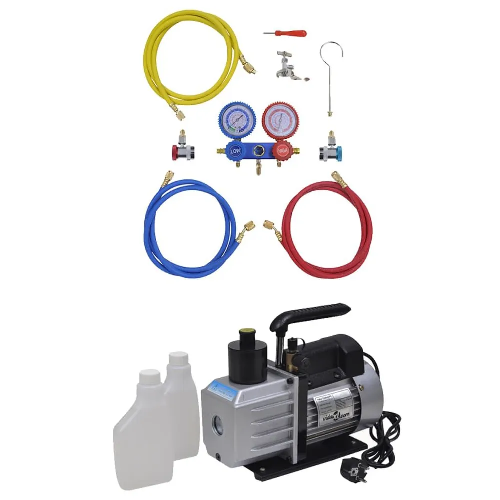 Vacuümpomp 50 L/min met 2-voudige manometerset - Universeel toepasbaar