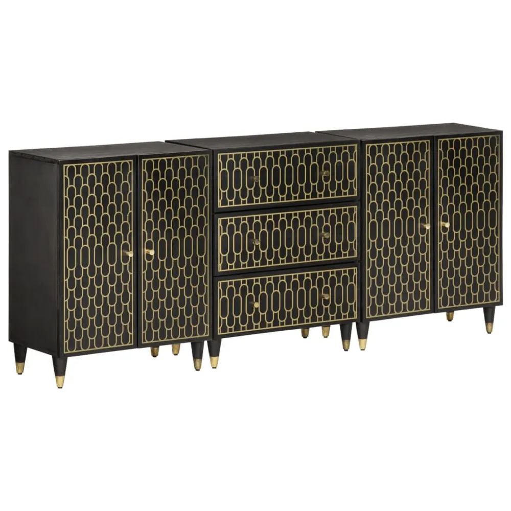 Zwaar Beveiligd Bijzetkasten 3 st 60x33x75 cm massief mangohout