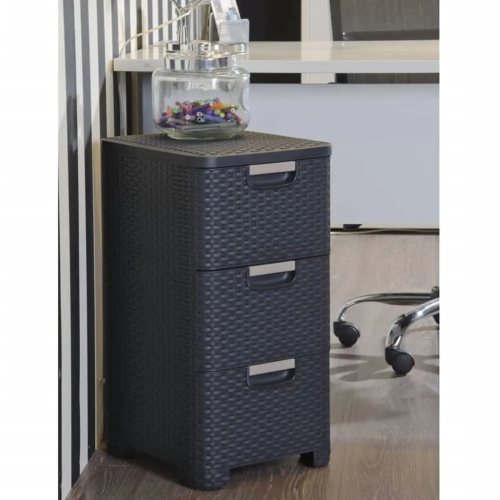Zwaar Beveiligd Curver Ladekast Style 3x14 L antracietkleurig