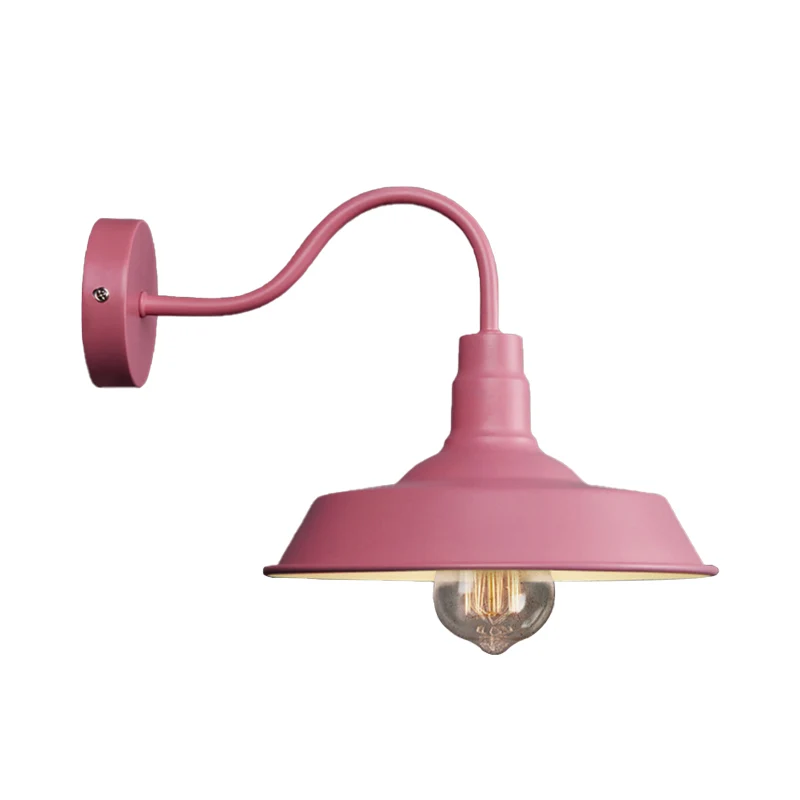 Industrial Stylish Barn Wall Sconce Lamp 1 Bulb Metallic Sconce Wall Lighting Gooseneck Arm Blue/Pink, 10"/14" Breed Stoom...