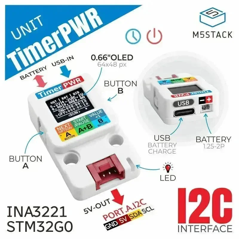 M5Stack Timer Power Unit OLED Display (INA3221)