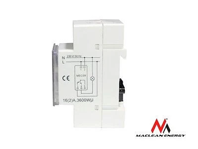 MacLean - MCE09 - Digitale programmeerbare schakelaar Timer voor DIN -rail - 10 programma's - Back -upbatterij