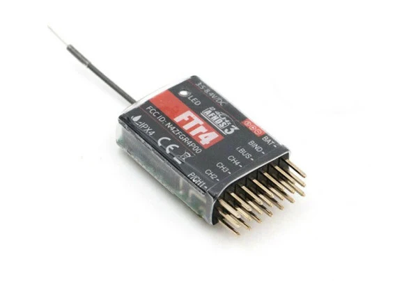 FLYSKY FTr4 Receiver - 2.4GHz 4ch AFHDS 3 protocol w/S-Bus/i-Bus/PPM/PWM Support & NB4/PL18 Compatibility