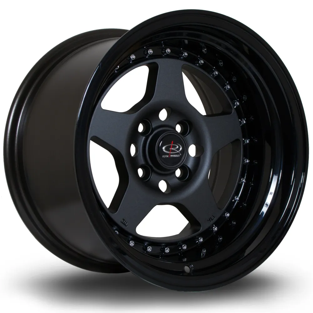 Rota Kyusha 15x9" 4x100 ET0, Gunmetal, Gloss Ravenzwart Lip
