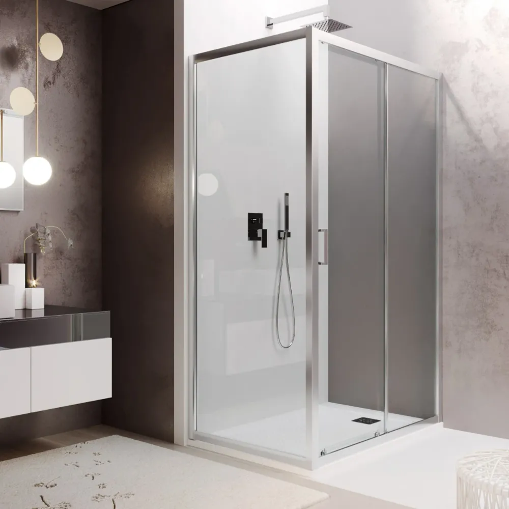 Shower enclosure 80x140 Loop model 6 mm crystal sliding door Slim Clean anti-limescale