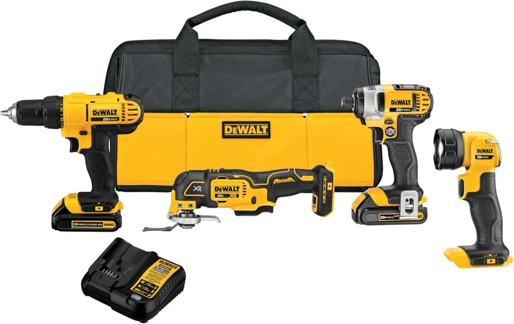 DeWALT DCK444C2 20V MAX Zonder snoer Lithium-Ion 4 Tool Combo Kit w/ Tool Bag