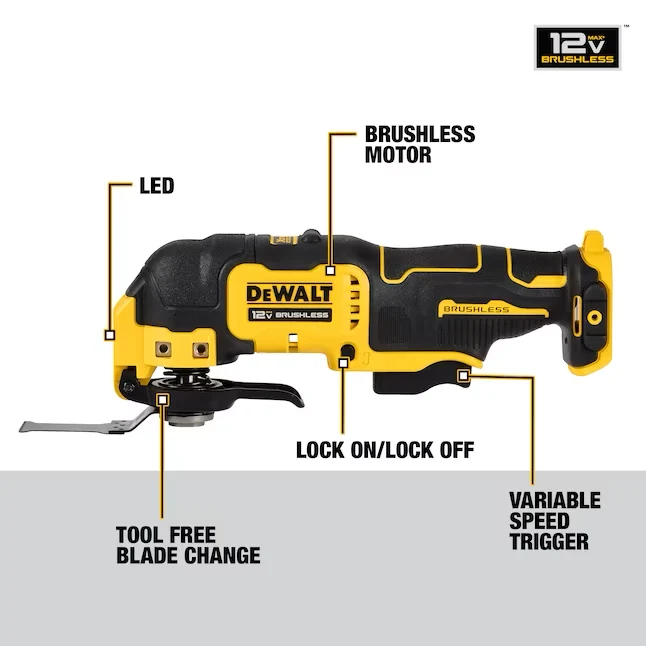 DEWALT XTREME Zonder snoer Brushless 12-volt Max Variable Speed 4-Piece Oscillating Multi-Tool Kit