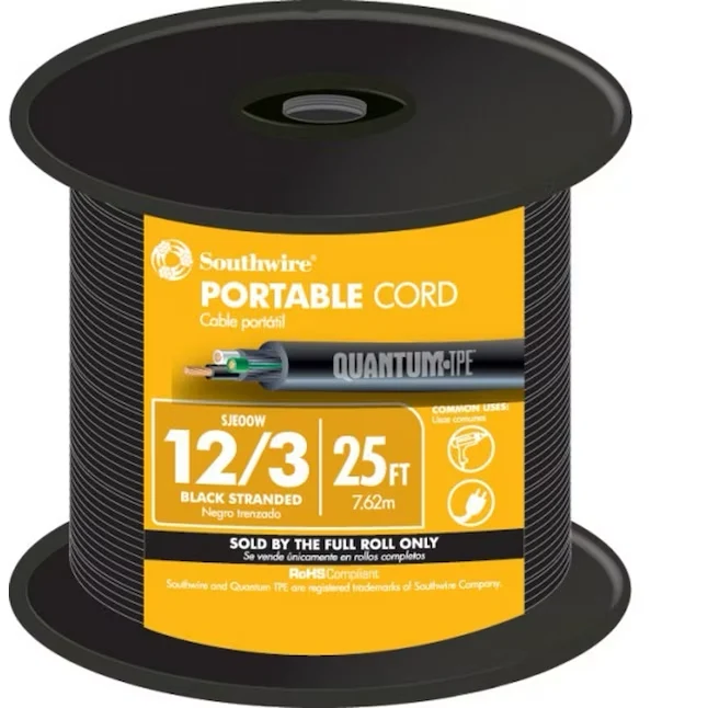 Southwire 25-ft 12-awg- 3 Ebbenhout Sjeoow Power Cord --roll