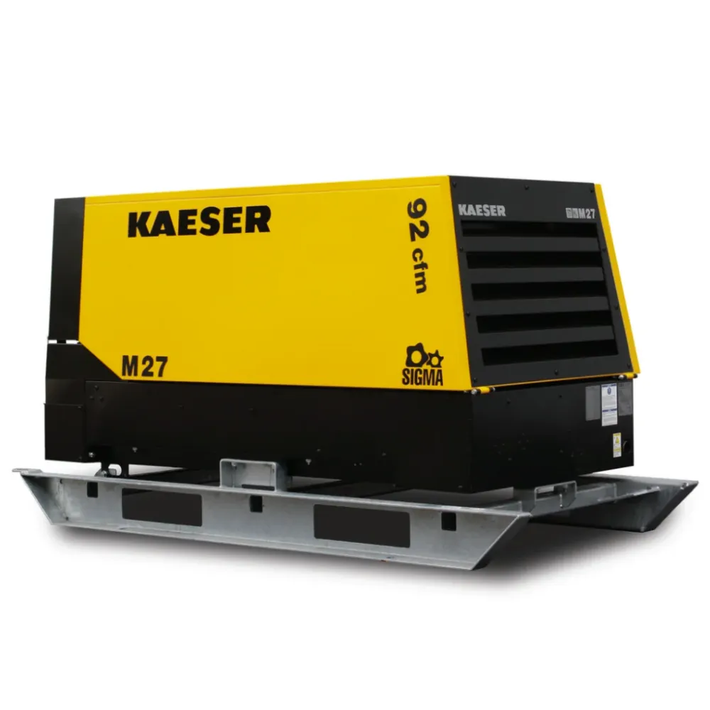 Vochtregulerende Kaeser M27 Utility Skid MobilAir 92 CFM 21 HP Mobiel Air Compressor