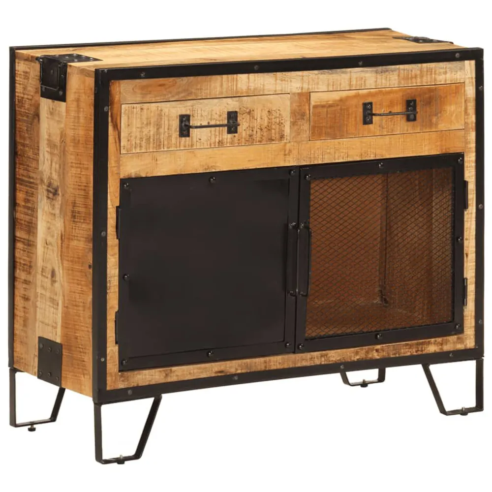 Professionele Kwaliteit Dressoir 80x31x66 cm massief ruw mangohout en metaal