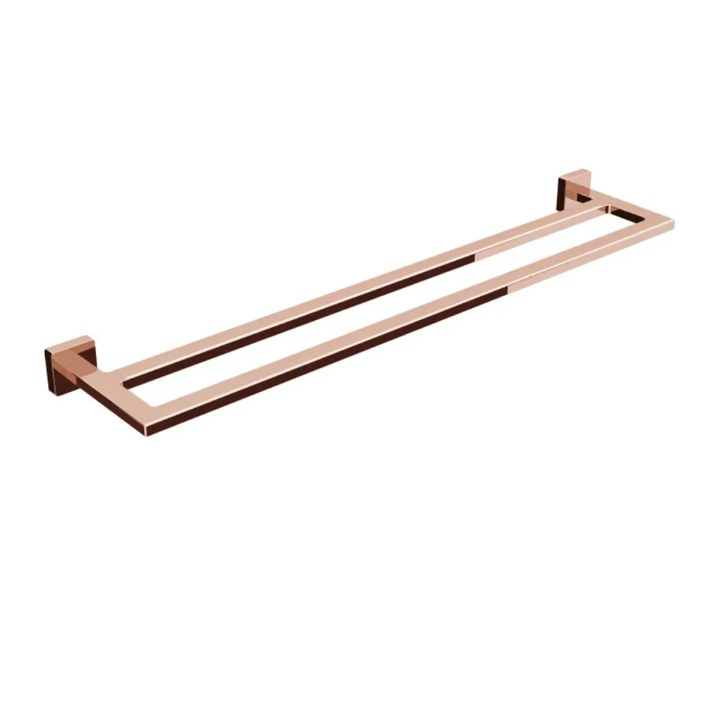 Double brass towel holder to be wall-mounted Dado collection Lineabeta - Rose gold van metaal 640mm