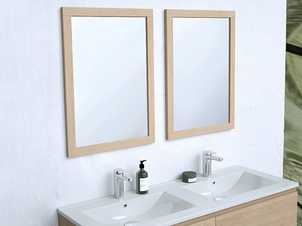 Hangend wastafelmeubel eikenfineer met inbouwwastafel, 120 cm, MILIPAM