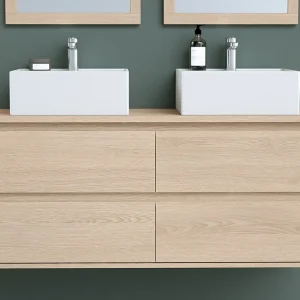 Hangmeubel voor badkamer met dubbele wastafel om erop te positioneren, 120 cm, MILIPAM