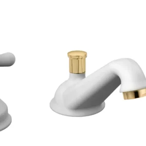 Sink faucet ouderwets spout and automatic drain Paffoni Iris series - White/Gold met Dampafzuiging