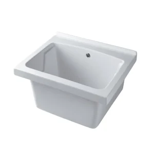 BathCore washbasin ivoor ceramic 60x50 overflow hole. Without drainer. Faucet preparation included