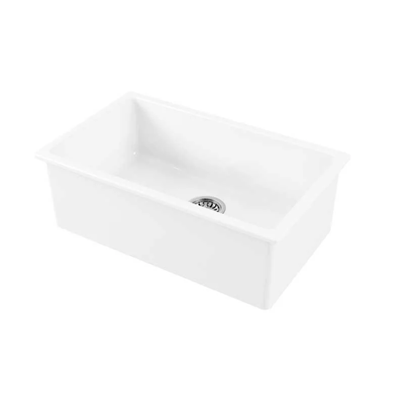 Built- kitchen sink basin overmount or undermount 76x46 cm glossy white keramisch Galassia