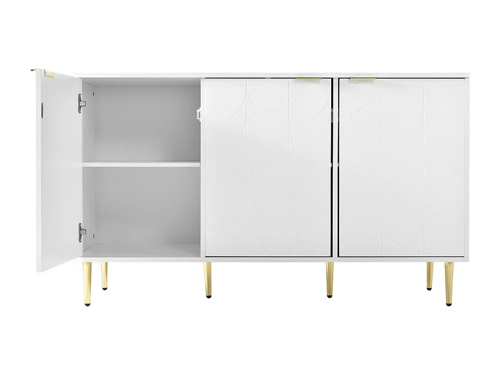 Dressoir met 6 vakken - vergulde poten en handgrepen - eigentijdse stijl - wit
