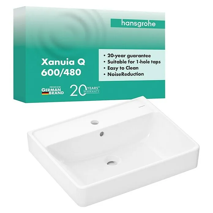 Hansgrohe Wastafel Xanuia Q - b x l: 600 x 480 mm, Wit
