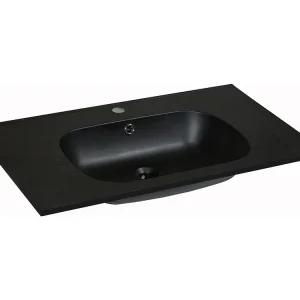 Inbouwwastafel hars met steenlook - Zwart - L80 x B46 cm - OKIWA - Koop nu online