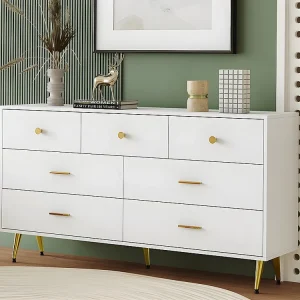 Laag dressoir - 7 lades - spaanplaat - Wit
