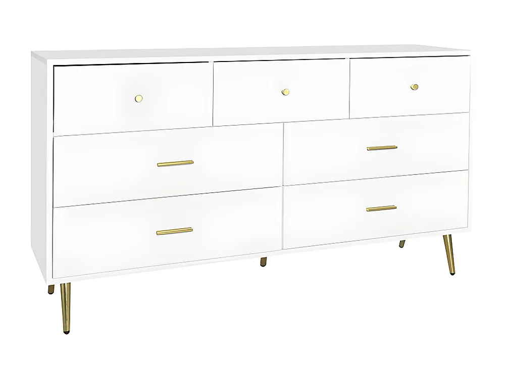 Laag dressoir - 7 lades - spaanplaat - Wit
