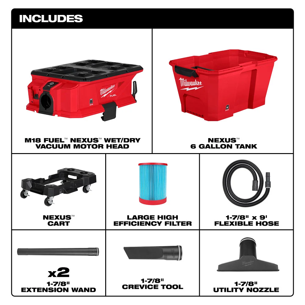 Milwaukee M18 FUEL NEXUS 6 Gallon Wet/Dry Vacuum PACKOUT Compatibility (Bare Tool) 0915-20