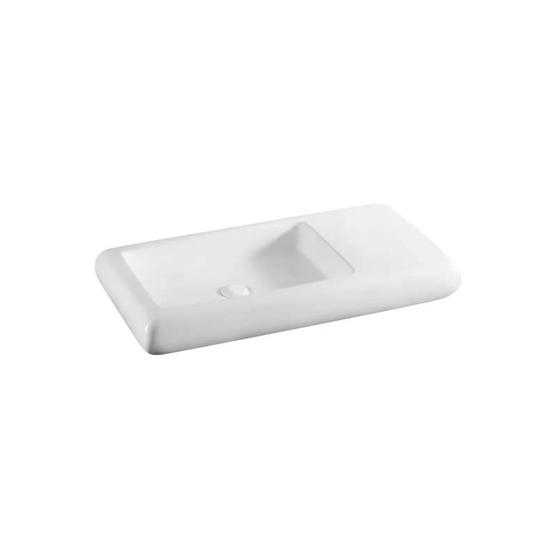 Rectangular countertop washbasin ivoor ceramic without overflow height 10 cm