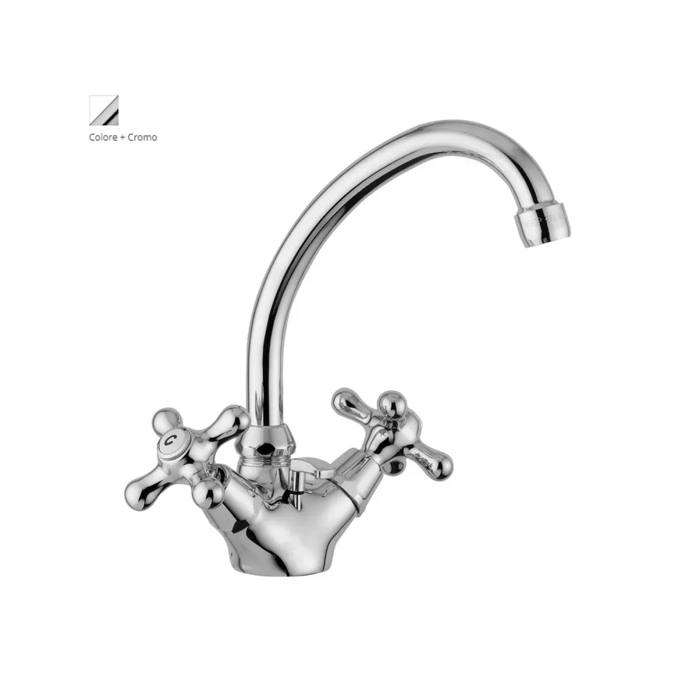 Single-hole washbasin faucet adjustable spout and automatic drain Paffoni Iris series - Ivoor