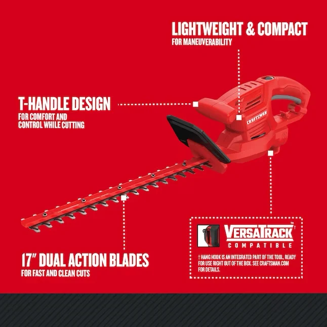 CRAFTSMAN 17- Corded Electric Hedge Trimmer