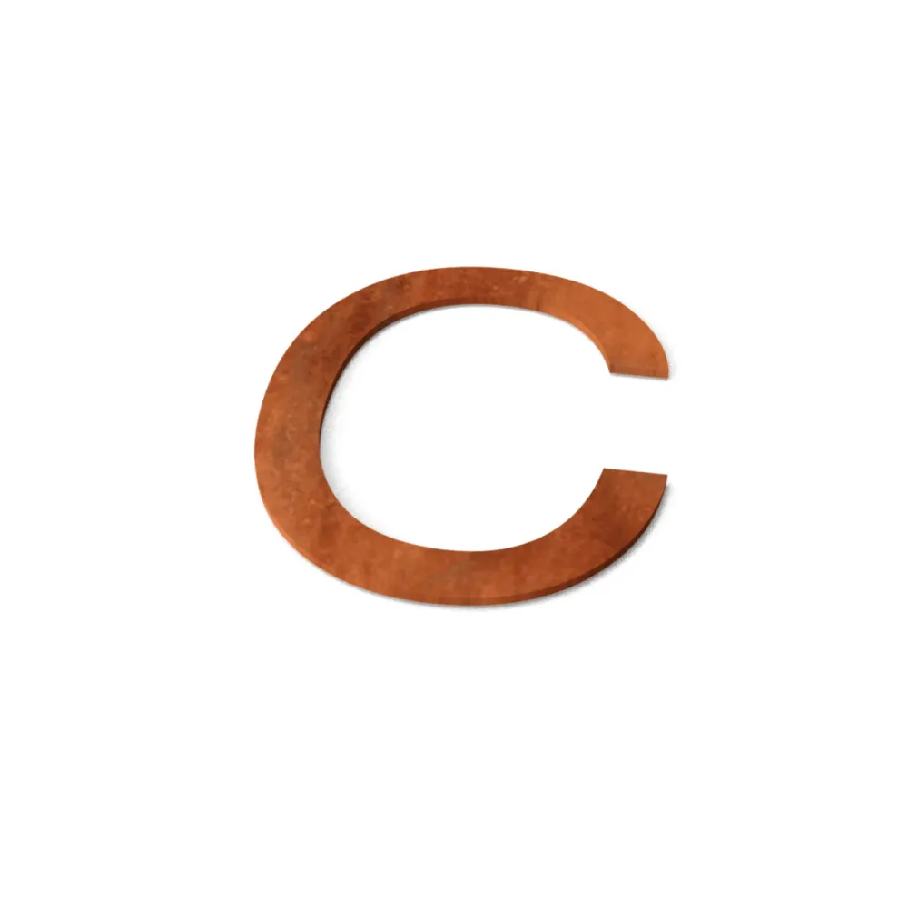 Huisnummer C Cortenstaal (lettertype: Arial)