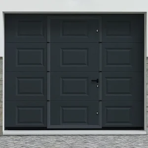 Kantoor Sectionale garagedeur met Somfy motor met centrale loopdeur antraciet - CAOPAS - Koop nu