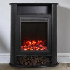 Elektrische sfeerhaard - Met mantel - L84 x D33 x H111 cm - Zwart - MOMBACHO - Koop nu