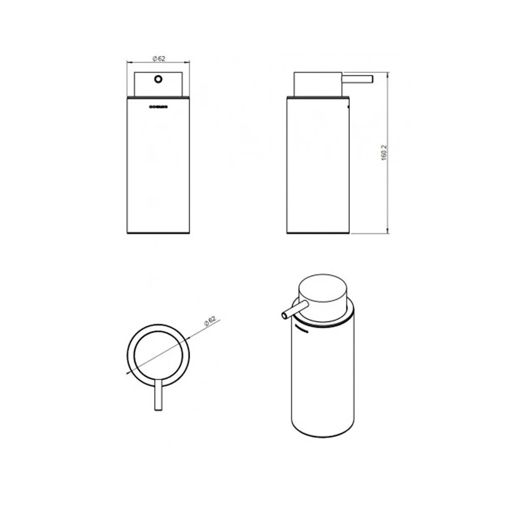 Countertop soap dispenser steel from 'Logic' collection Cosmic - Ebbenhout