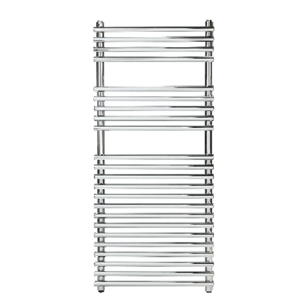 Design heated towel rail steel chrome Aton round horizontal tubes height 1100 mm
