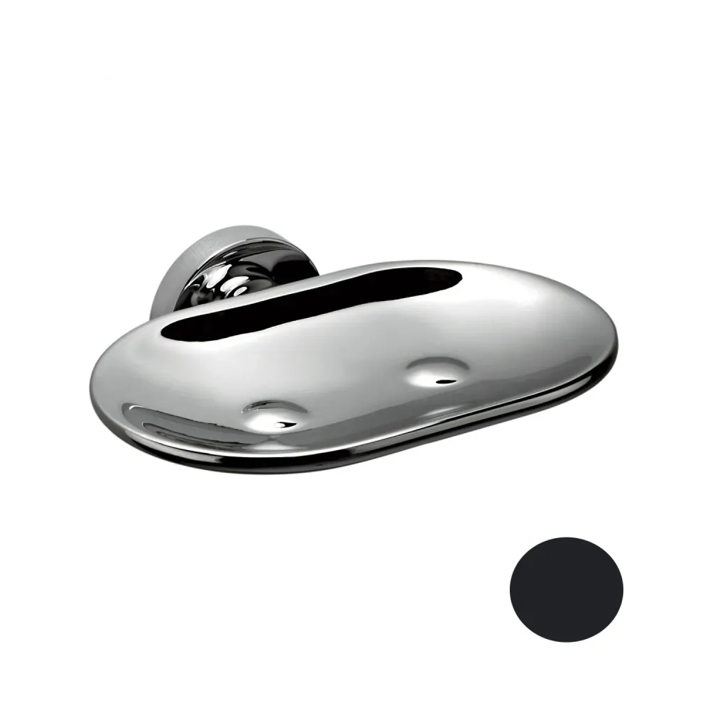 Non-removable soap holder black brass Colombo Design Essentieel collection dowel fixing