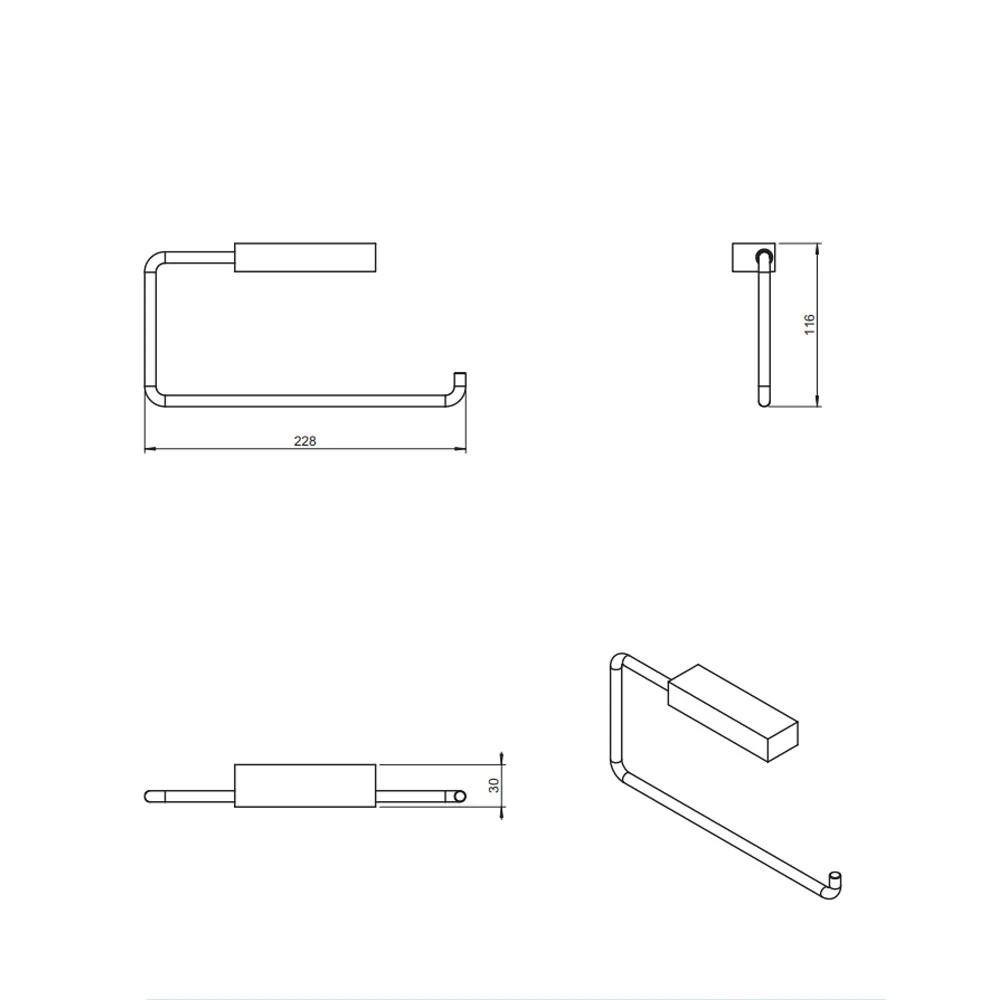 Suspended ring towel holder chrome geel koper from 'Bath Life' collection Cosmic cm 23x3x11.5