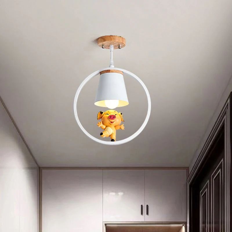 Van metaal Ring Semi Flushmount Fixture Conic Shade Minimalism 1 Light Ceiling Flush Mount Light Kitchen White