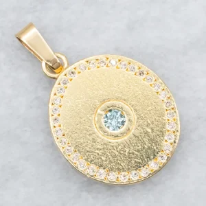 Versterkt Blue Diamond Gold Halo Pendant