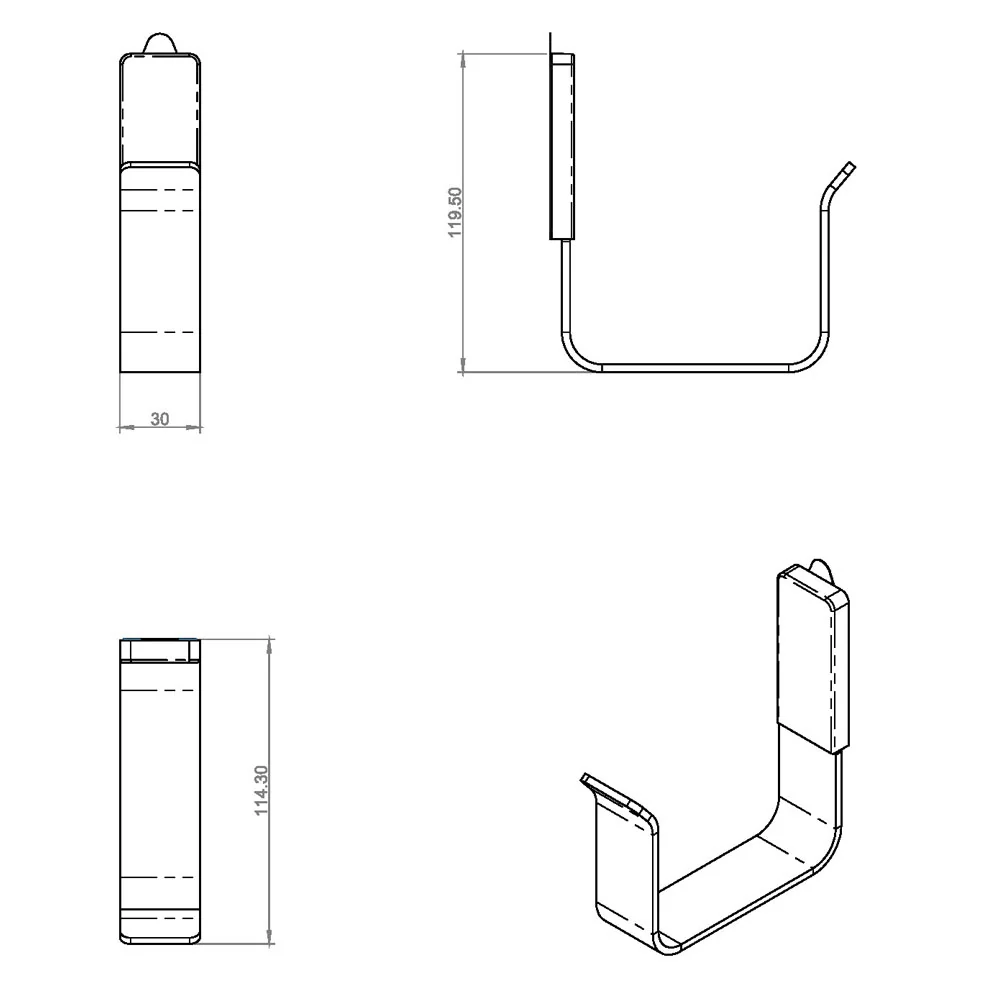 Wandmodel towel holder chrome steel from 'Line' collection Cosmic - cm 3x12x12
