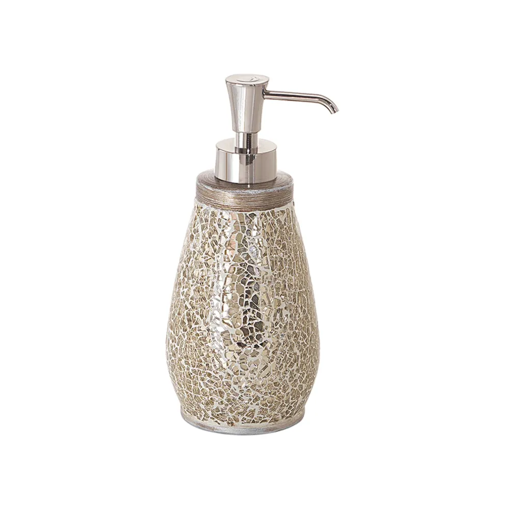 Soap dispenser keramiek and glass plastic pump Gedy Myosotis series - Cream/Gold