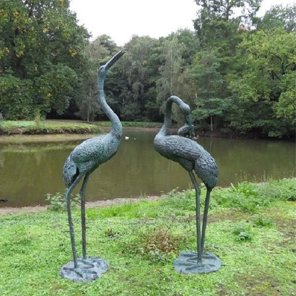 Bronzen Beeld Kraanvogel fontein 1,52 m 153x51x61cm (HxBxL)