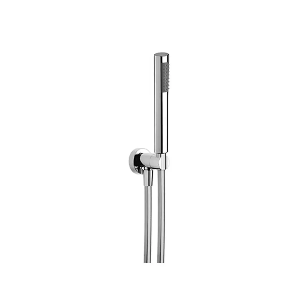 Complete shower set hand shower, hose, and water inlet, shiny metaalglans finish, Spartaco collection Mamoli Rubinetterie