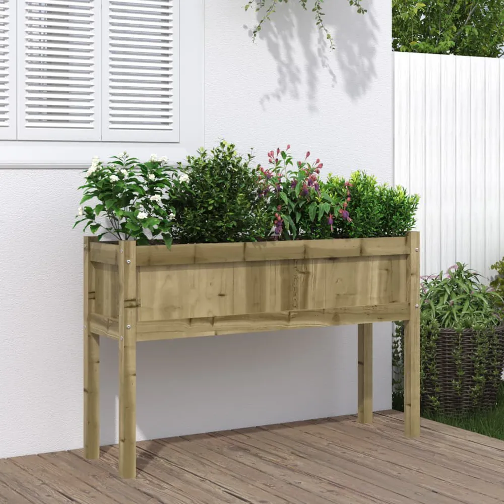 Antiek messing Plantenbak met poten 110x31x70 cm geïmpregneerd grenenhout